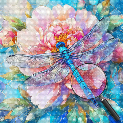 Dragonfly and Pink Flower Diamond Painting