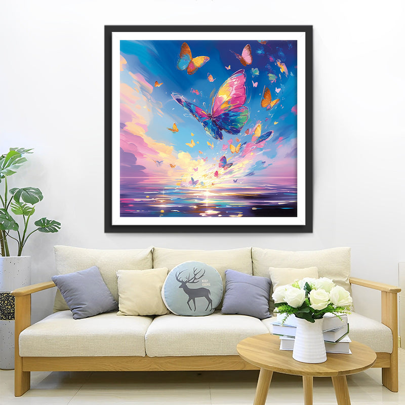 Abstract Colorful Butterflies and Sea Diamond Painting