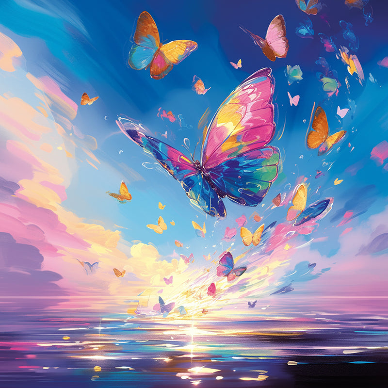 Abstract Colorful Butterflies and Sea Diamond Painting