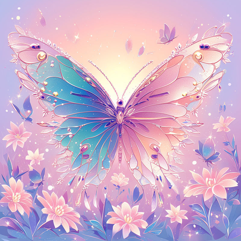 Blue-Pink Butterfly Diamond Painting