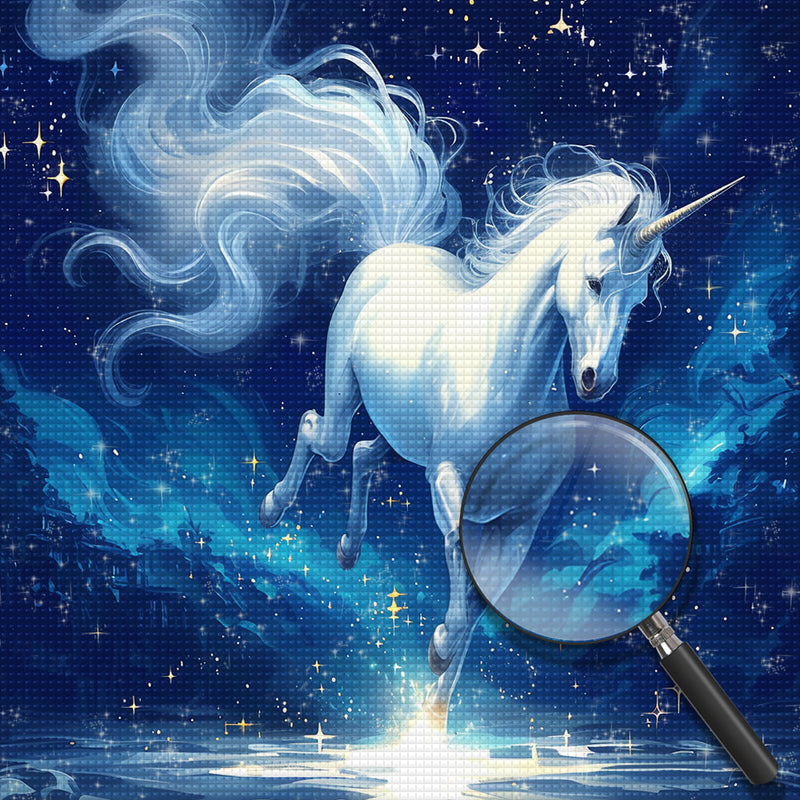 White Unicorn under Stars Diamond Painting