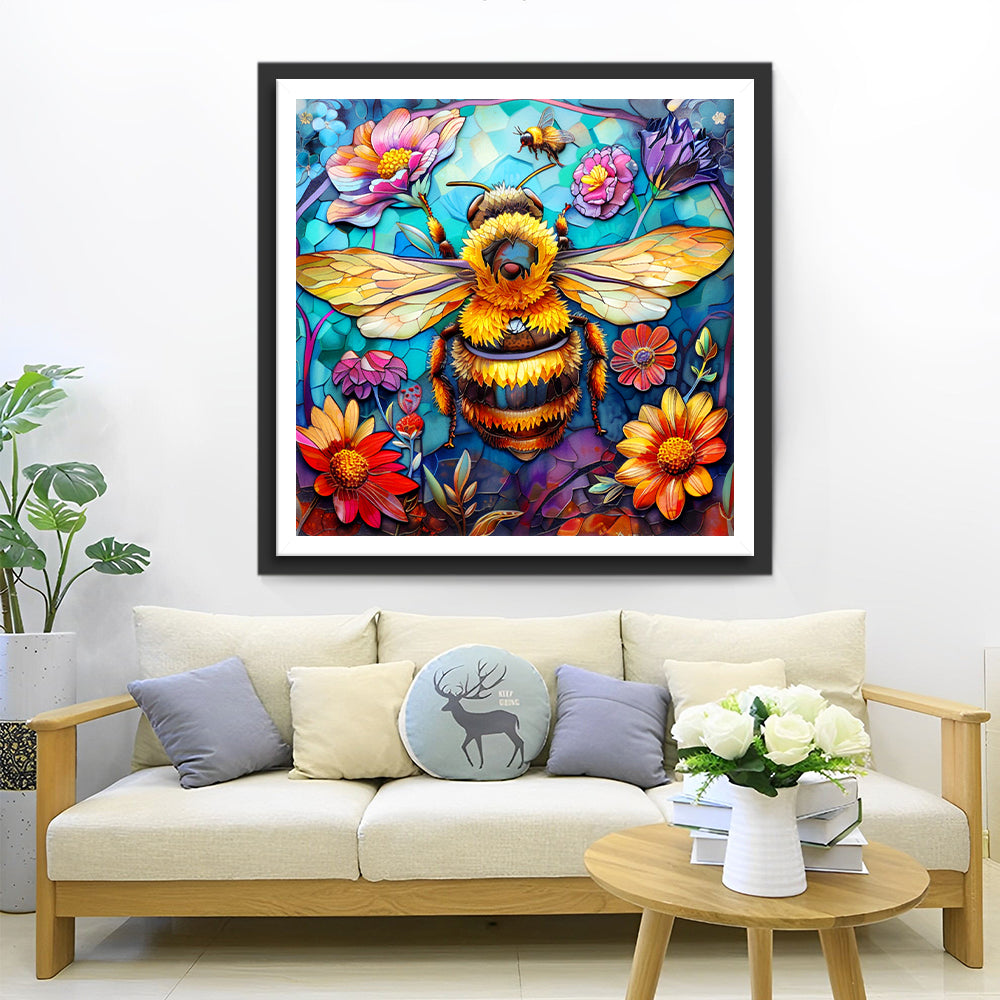 Bee and Flowers Diamond Painting