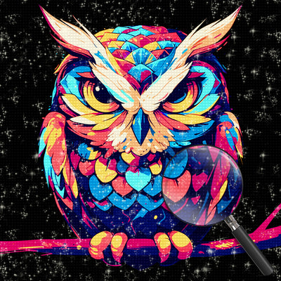 Abstract Owl in the Darkness Diamond Painting