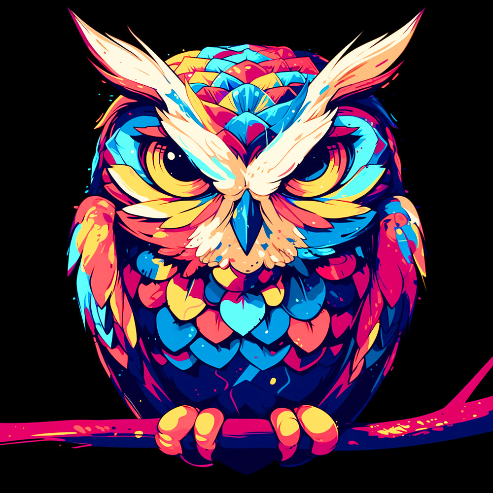 Abstract Owl in the Darkness Diamond Painting