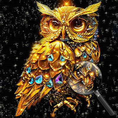 Gold Owl with Jewellery Diamond Painting