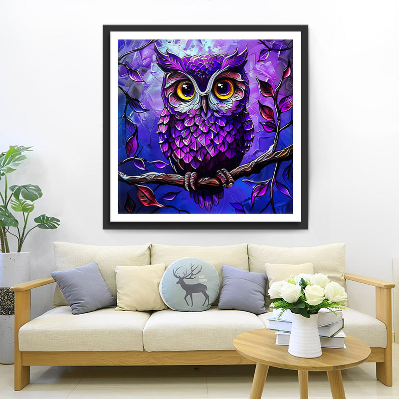 Purple Owl Diamond Painting