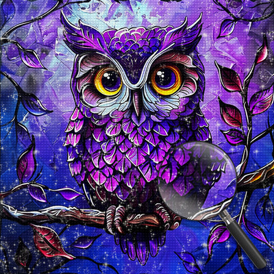 Purple Owl Diamond Painting