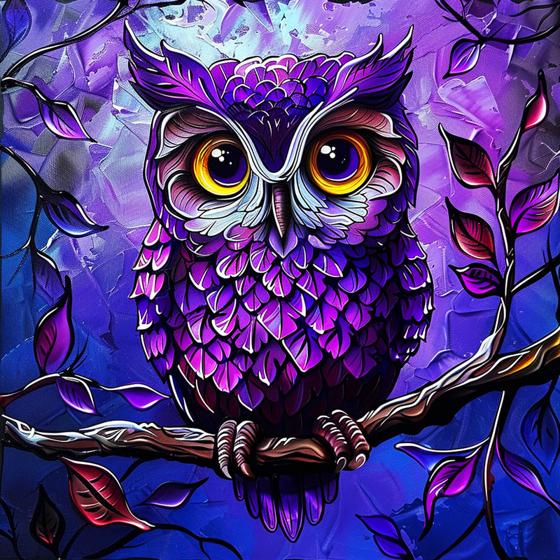 Purple Owl Diamond Painting