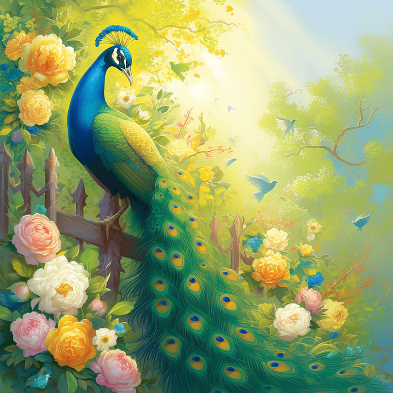 Peacock in Spring Diamond Painting