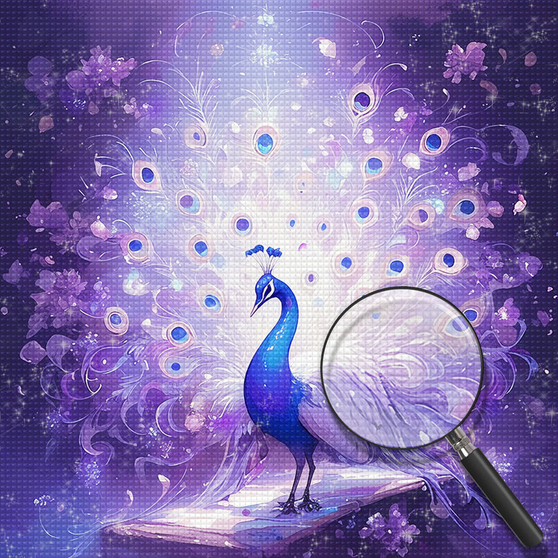 Peacock on Purple Background Diamond Painting