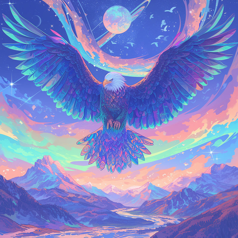 Flying Eagle and Mountain Diamond Painting