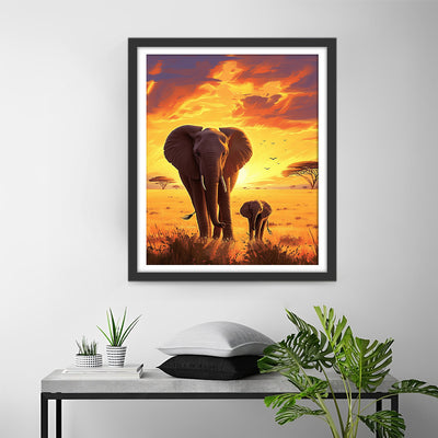 Elephants at Sunset Diamond Painting