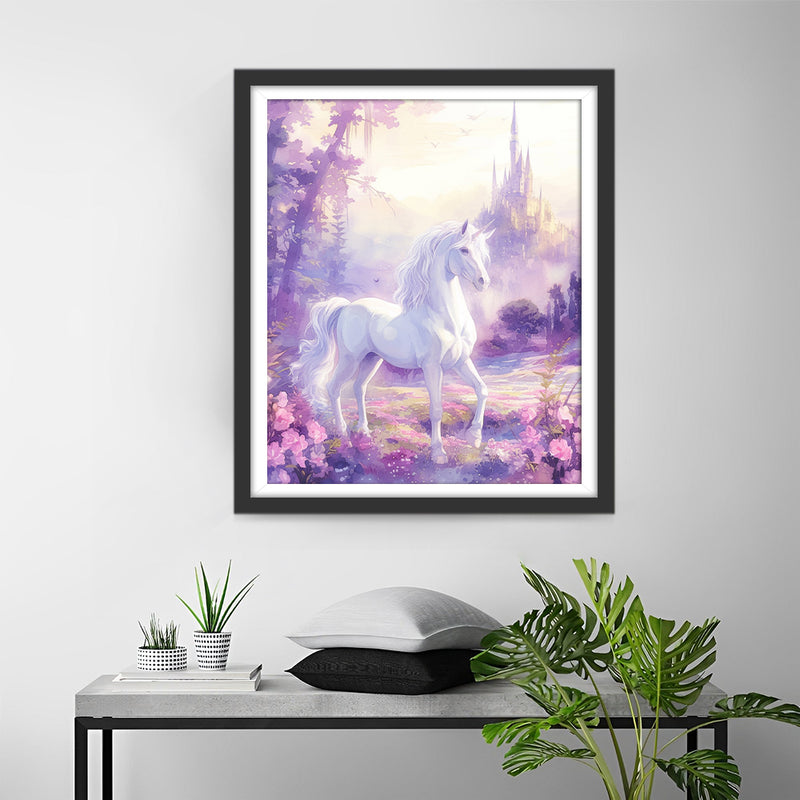 White Unicorn and Castle Diamond Painting