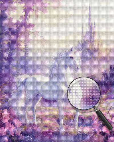 White Unicorn and Castle Diamond Painting