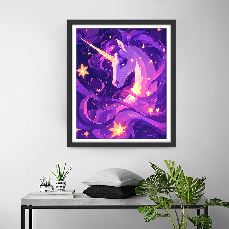 Cartoon Purple Unicorn Diamond Painting