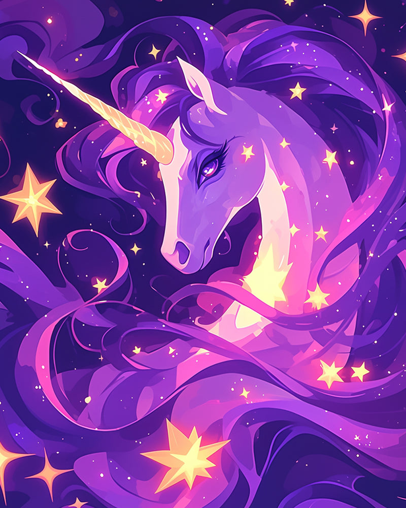 Cartoon Purple Unicorn Diamond Painting