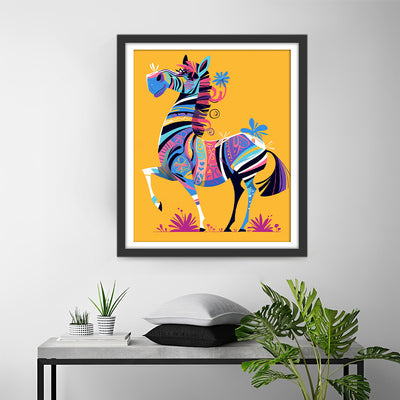 Abstract Zebra on Yellow Background Diamond Painting