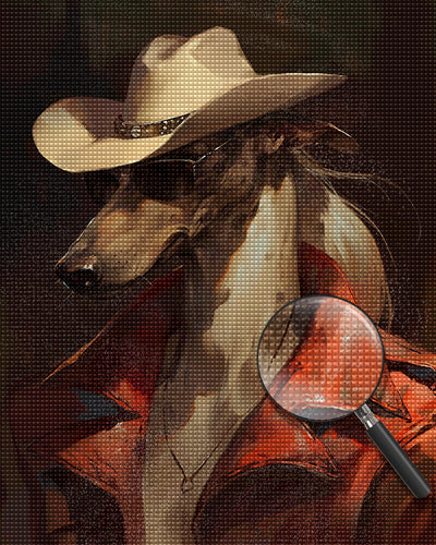 Dog with Hat and Glasses Diamond Painting