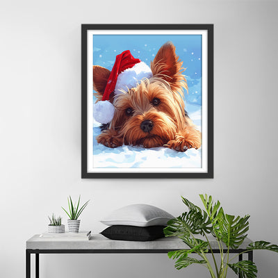 Cute Yorkshire in Snow Diamond Painting