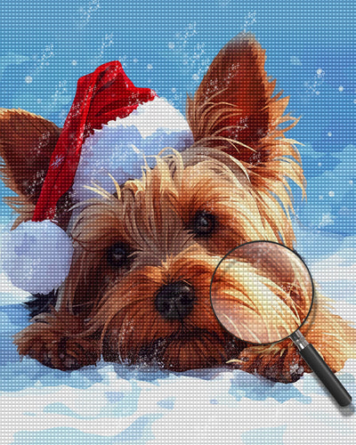 Cute Yorkshire in Snow Diamond Painting