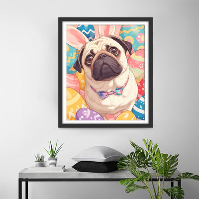 Cute Pug and Easter Eggs Diamond Painting