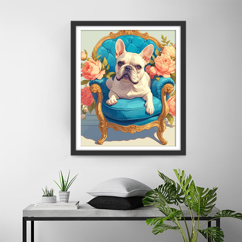 French Bulldog on a Blue Sofa Diamond Painting