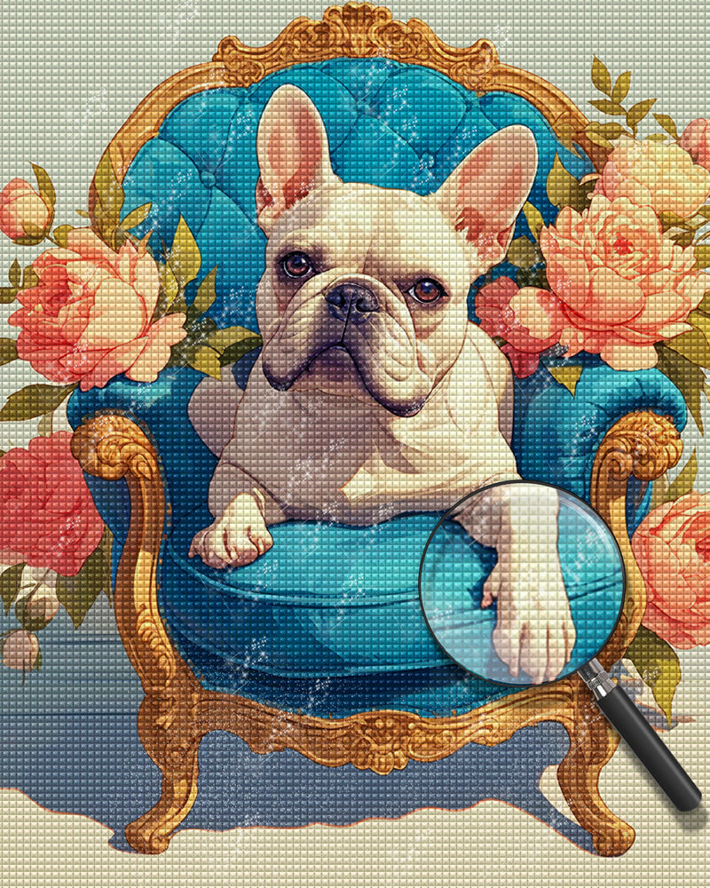 French Bulldog on a Blue Sofa Diamond Painting