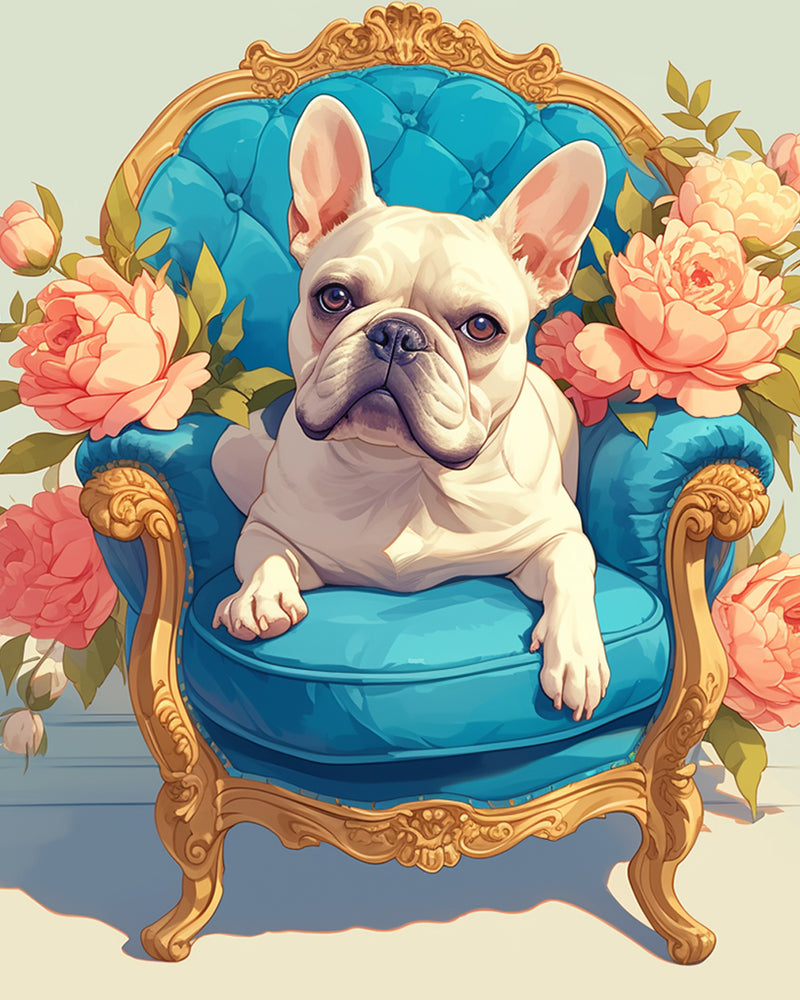 French Bulldog on a Blue Sofa Diamond Painting