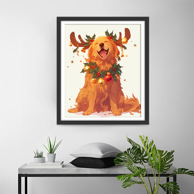 Christmas Golden Retriever Diamond Painting