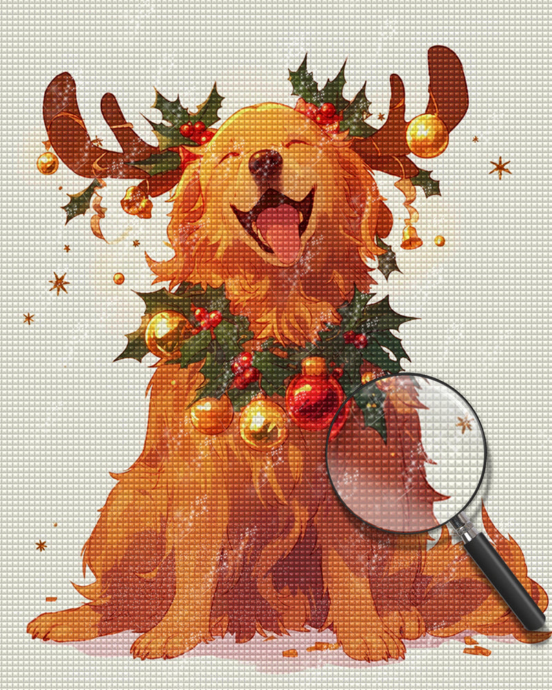 Christmas Golden Retriever Diamond Painting