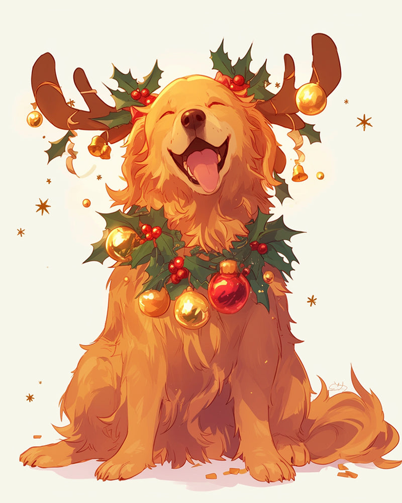 Christmas Golden Retriever Diamond Painting