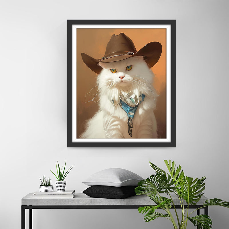 Maine Cat Wearing a Hat Diamond Painting