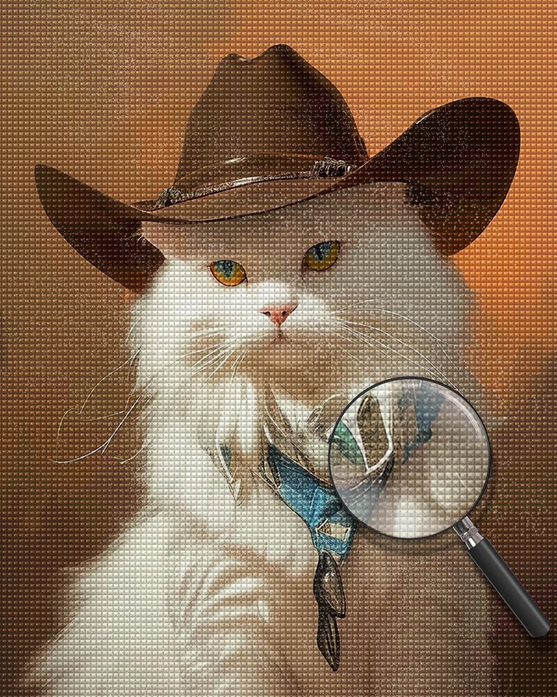 Maine Cat Wearing a Hat Diamond Painting