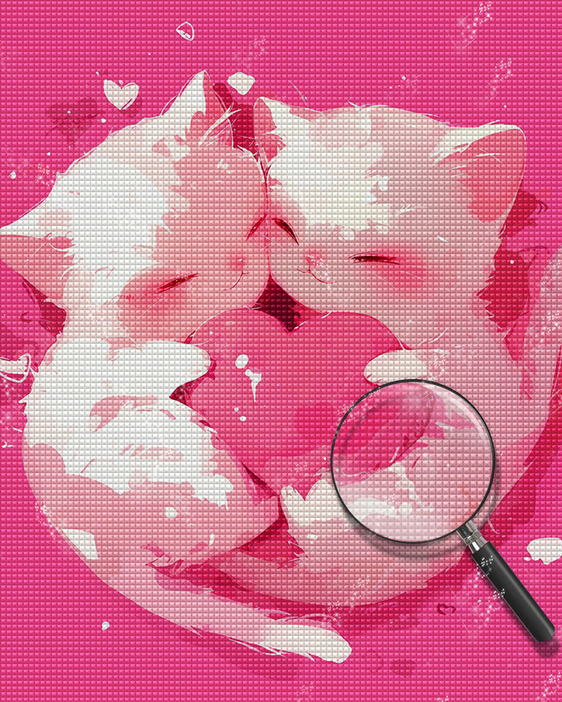 Two White Kittens Holding a Love Heart Diamond Painting