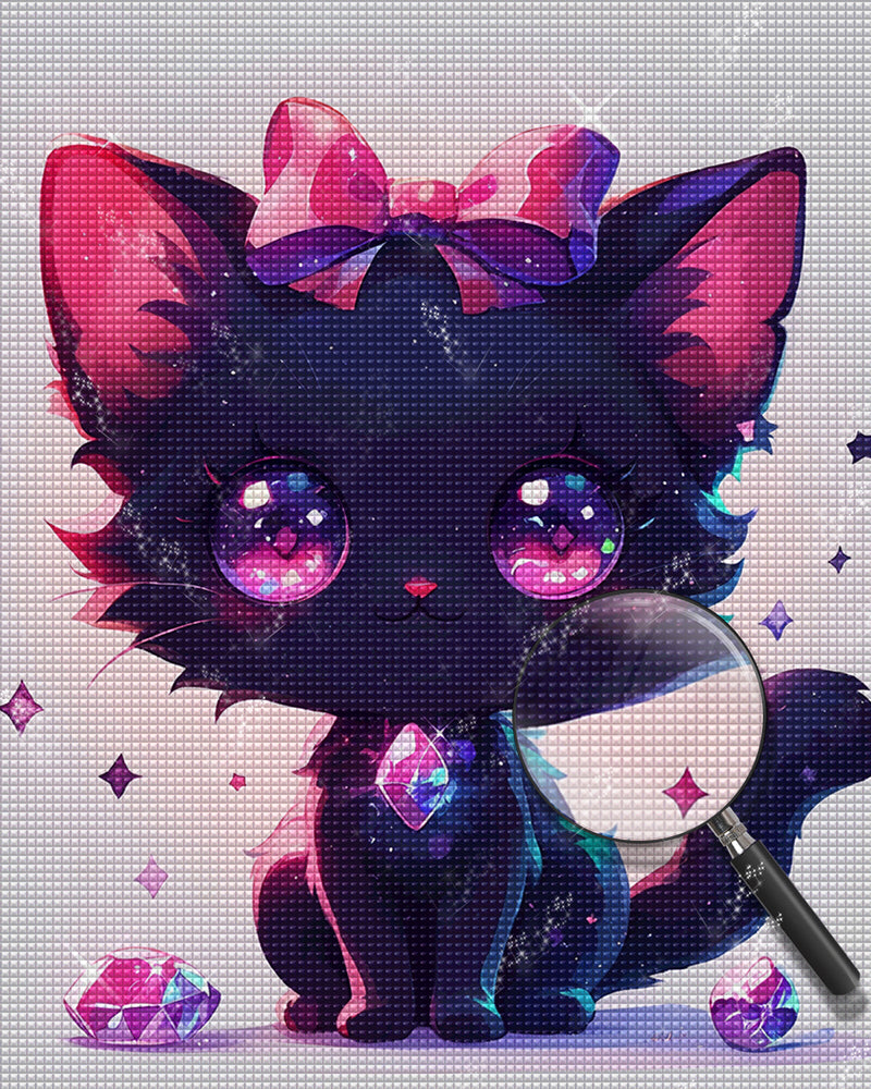 Beautiful Black Cartoon Cat Diamond Painting