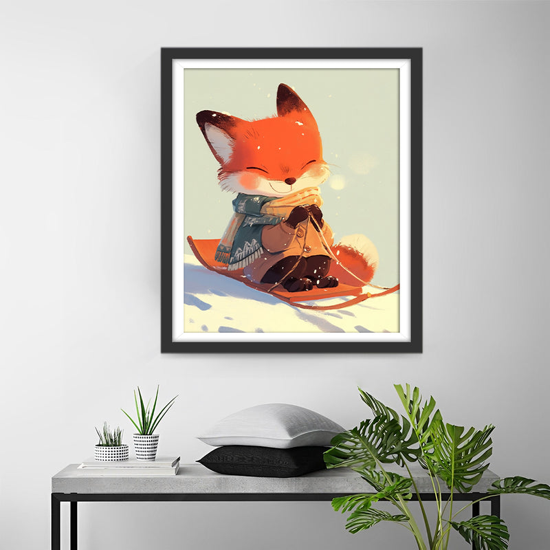 Skiing Fox Diamond Painting