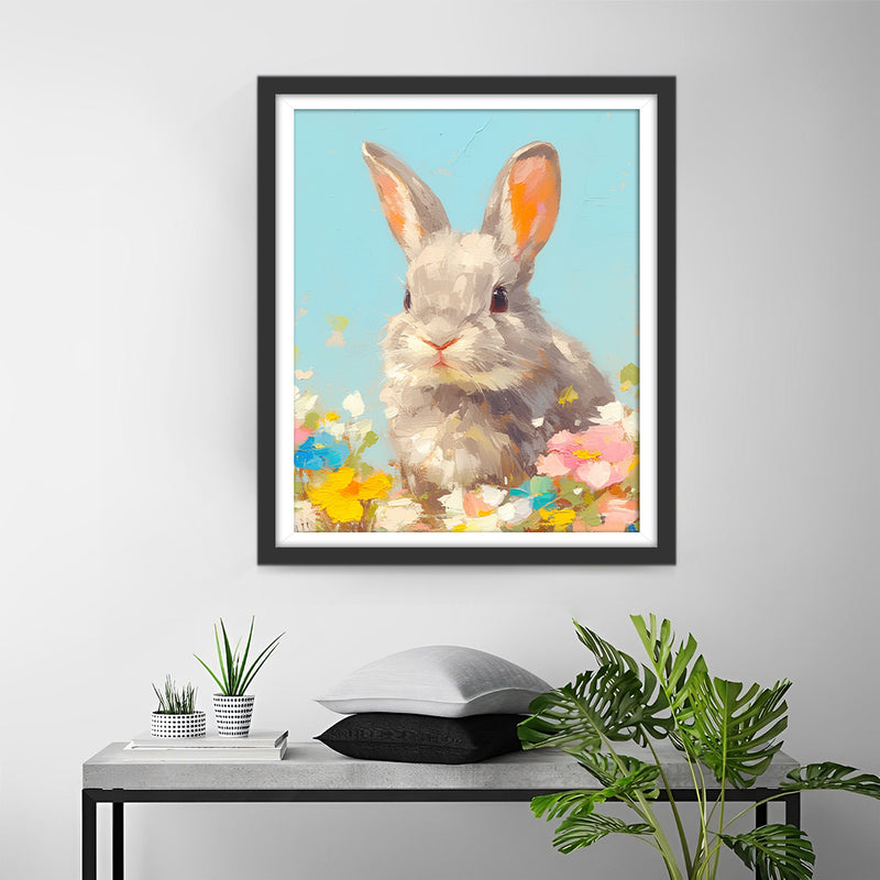 Rabbit and Flowers Diamond Painting