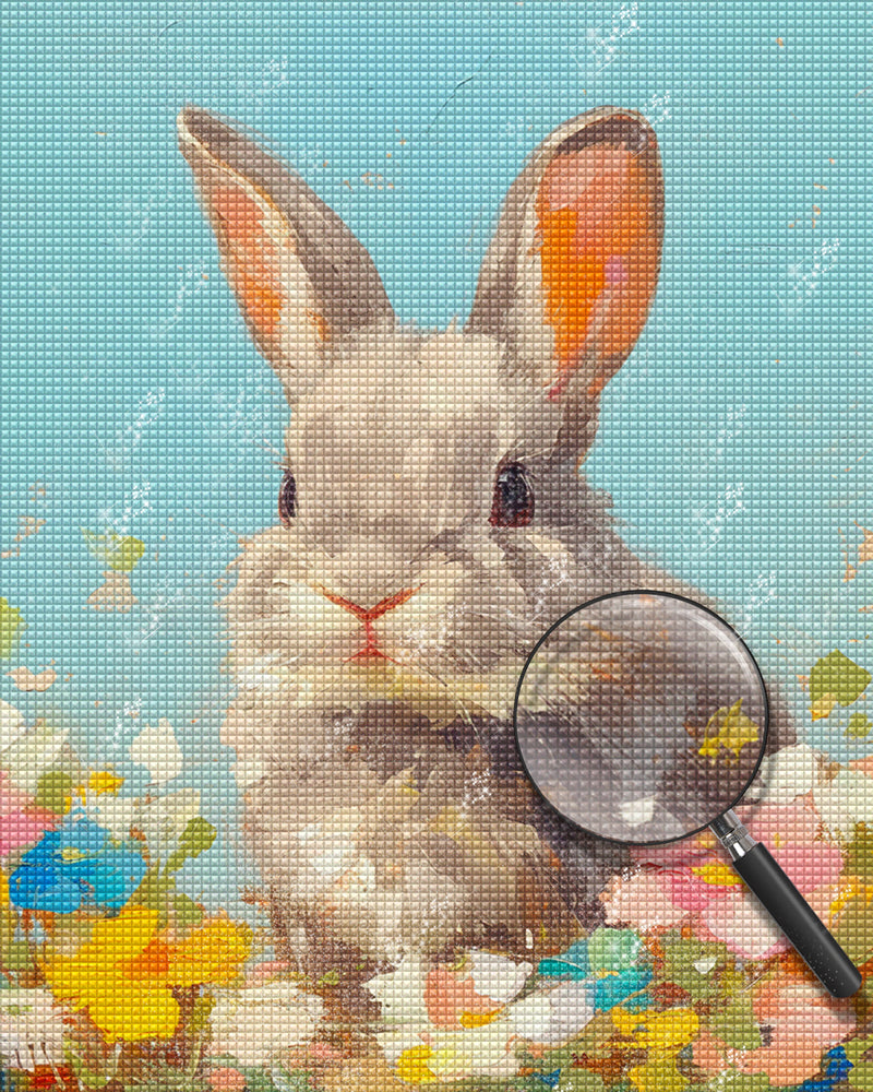 Rabbit and Flowers Diamond Painting