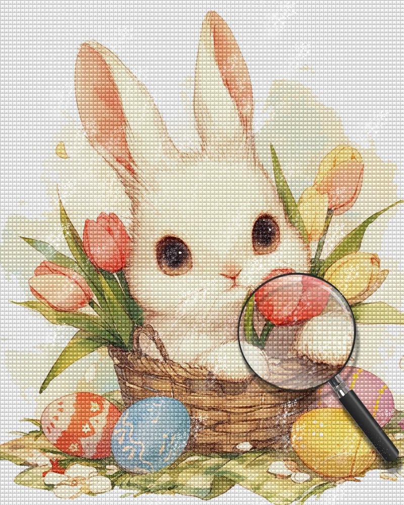 Rabbit, Tulips and Easter Eggs Diamond Painting