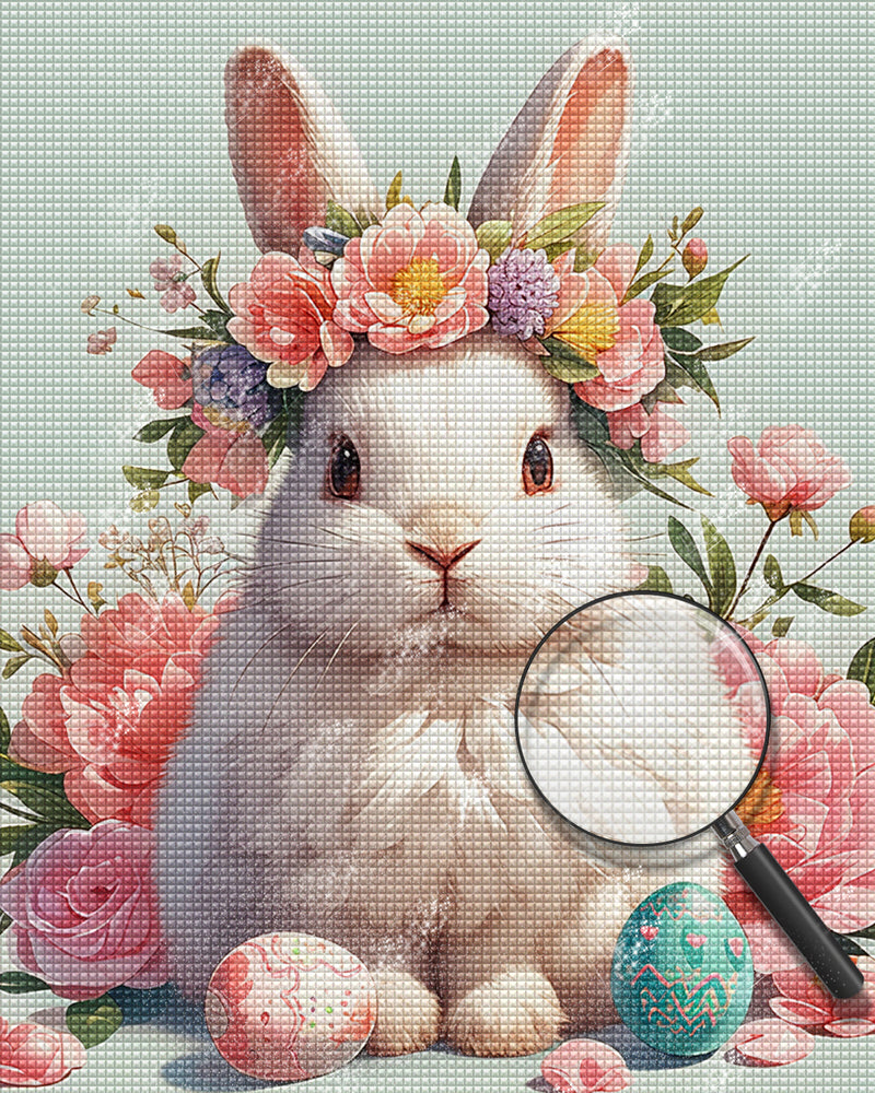 Rabbit with Flowers Diamond Painting