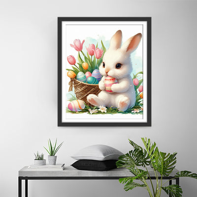 Easter Rabbit and Tulips Diamond Painting