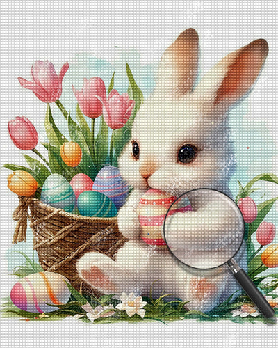 Easter Rabbit and Tulips Diamond Painting