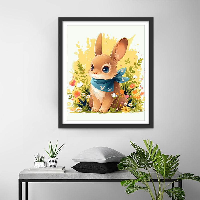 Cute Rabbit in Flowers Diamond Painting