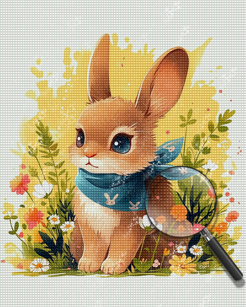 Cute Rabbit in Flowers Diamond Painting