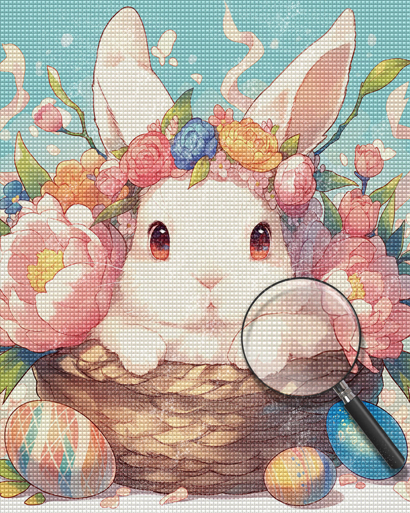 Bunny, Flowers and Easter Eggs Diamond Painting