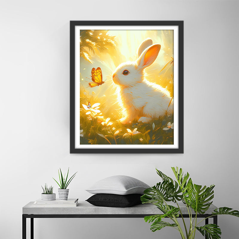 White Rabbit and Butterfly Diamond Painting