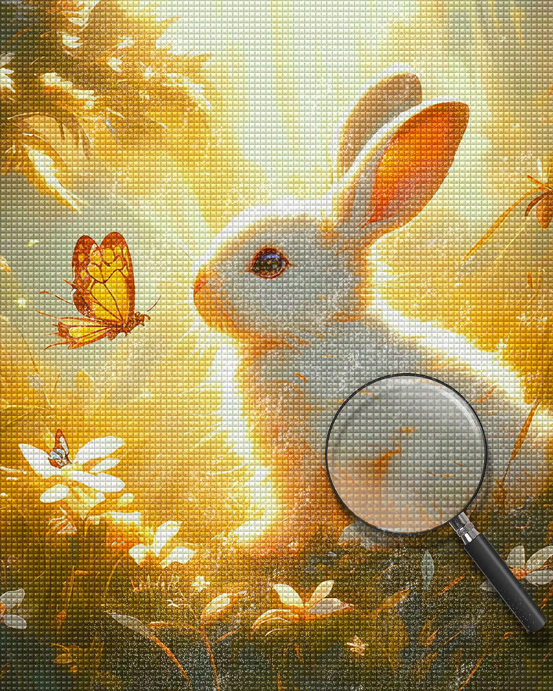 White Rabbit and Butterfly Diamond Painting