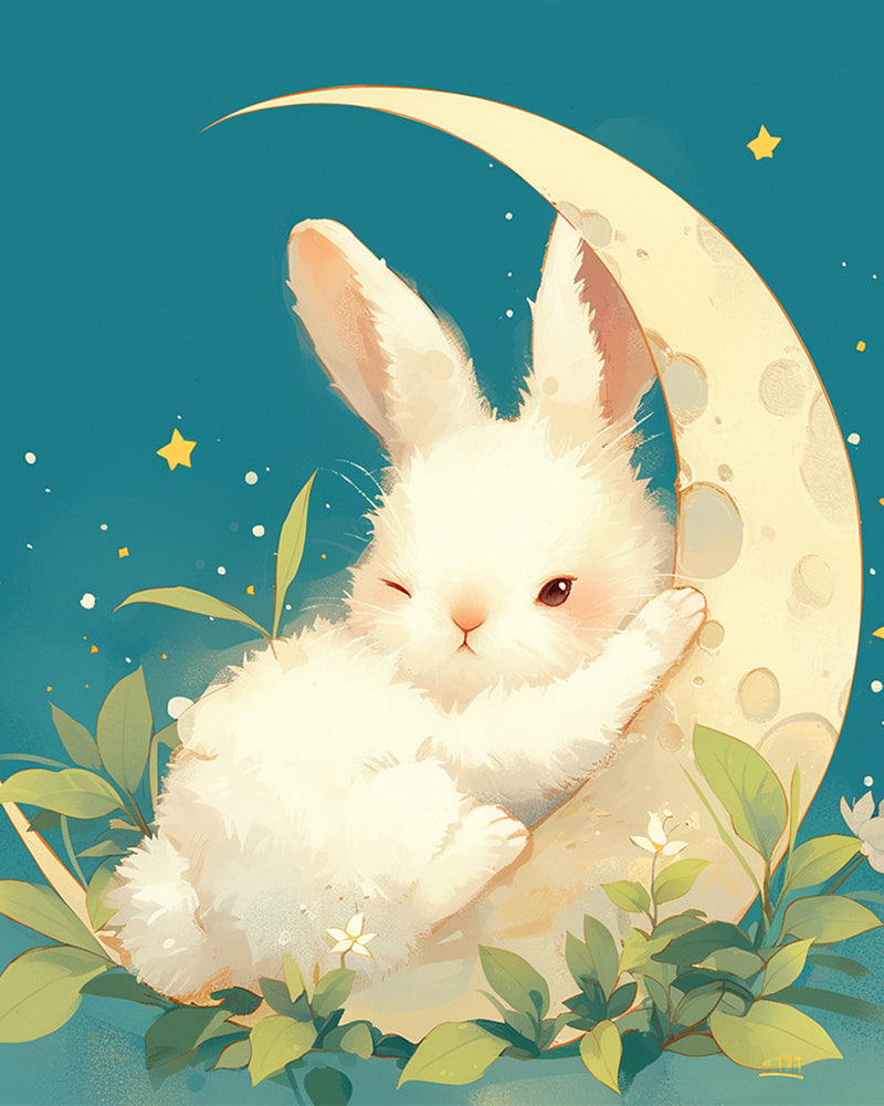 Rabbit and Moon Diamond Painting