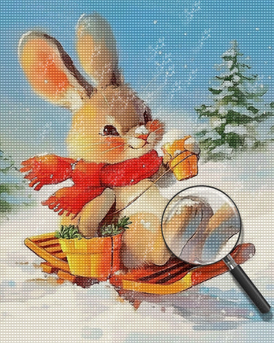 Skiing Rabbit Diamond Painting