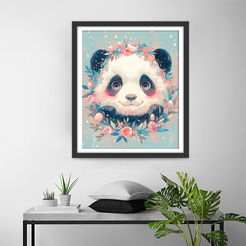 Cute Panda with Flowers Diamond Painting